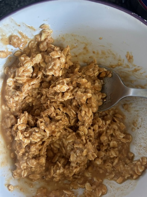oats and pb fit + honey in bowl