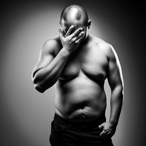 skinny fat man crying wondering if he should bulk or cut