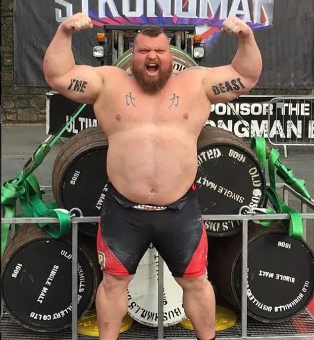Eddie hall strongman bulky body topless