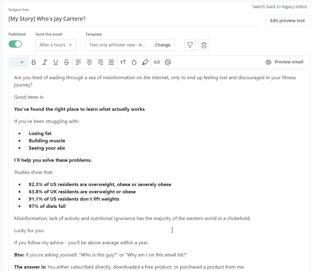 email copywriting template