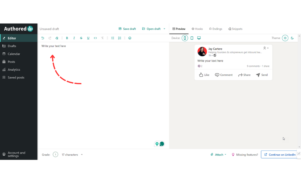 how to post linkedin carousels using authoredup how to post on linkedin with authoredup