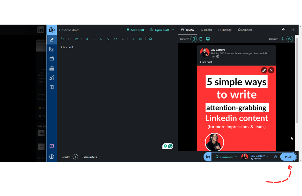 how to post linkedin carousels using authoredup how to post on linkedin with authoredup
