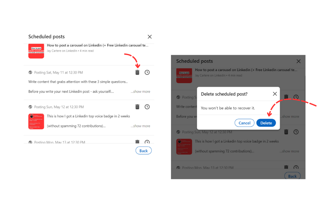 how to delete a linkedin scheduled post how to delete scheduled posts on linkedin