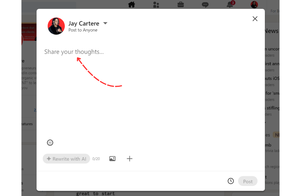 how to post on linkedin desktop - share your thoughts how to post text on linkedin
