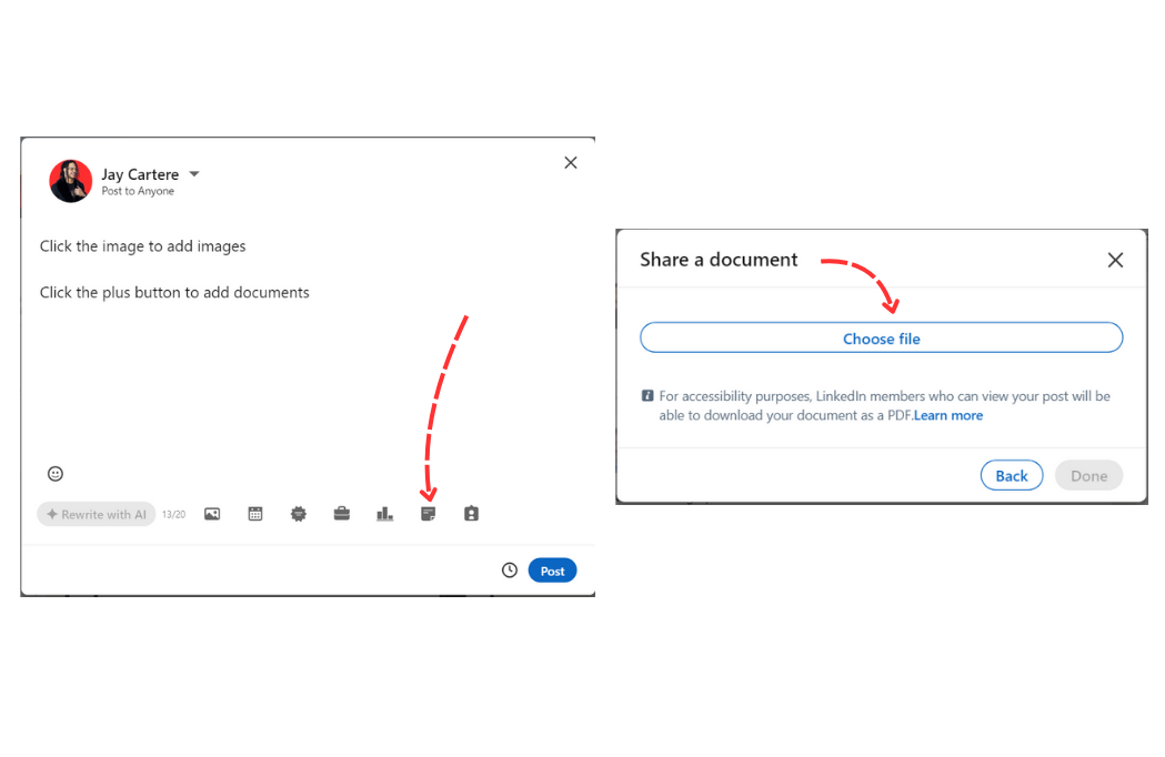 how to upload carousels to a linkedin post on desktop how to upload documents to linkedin posts