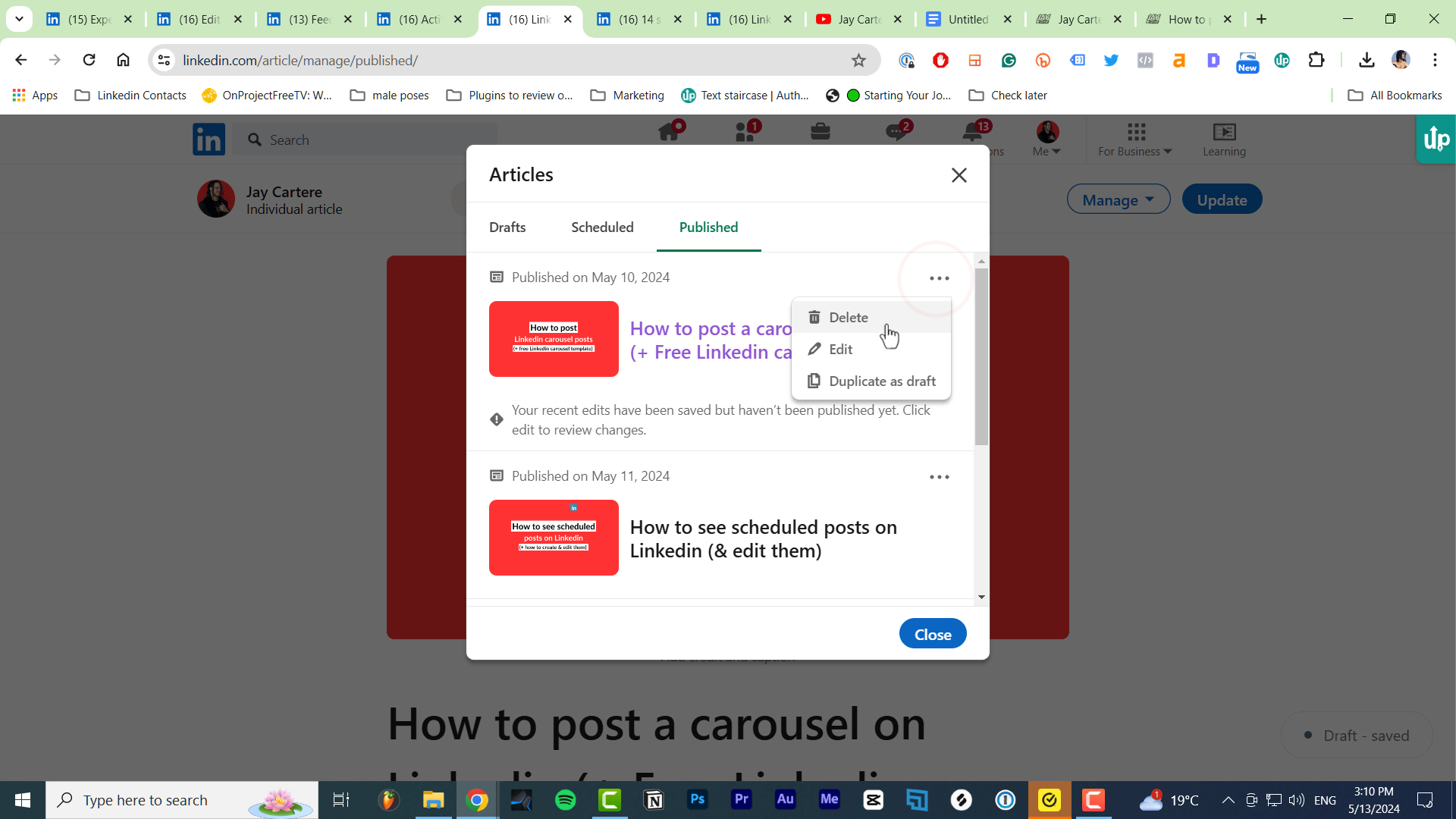 how to delete an article on Linkedin how to delete linkedin articles